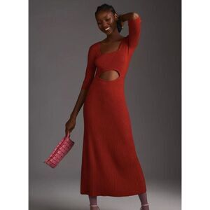 New Favorite Daughter The Crush Cutout Ribbed Knit Sweater Dress Red Size Large